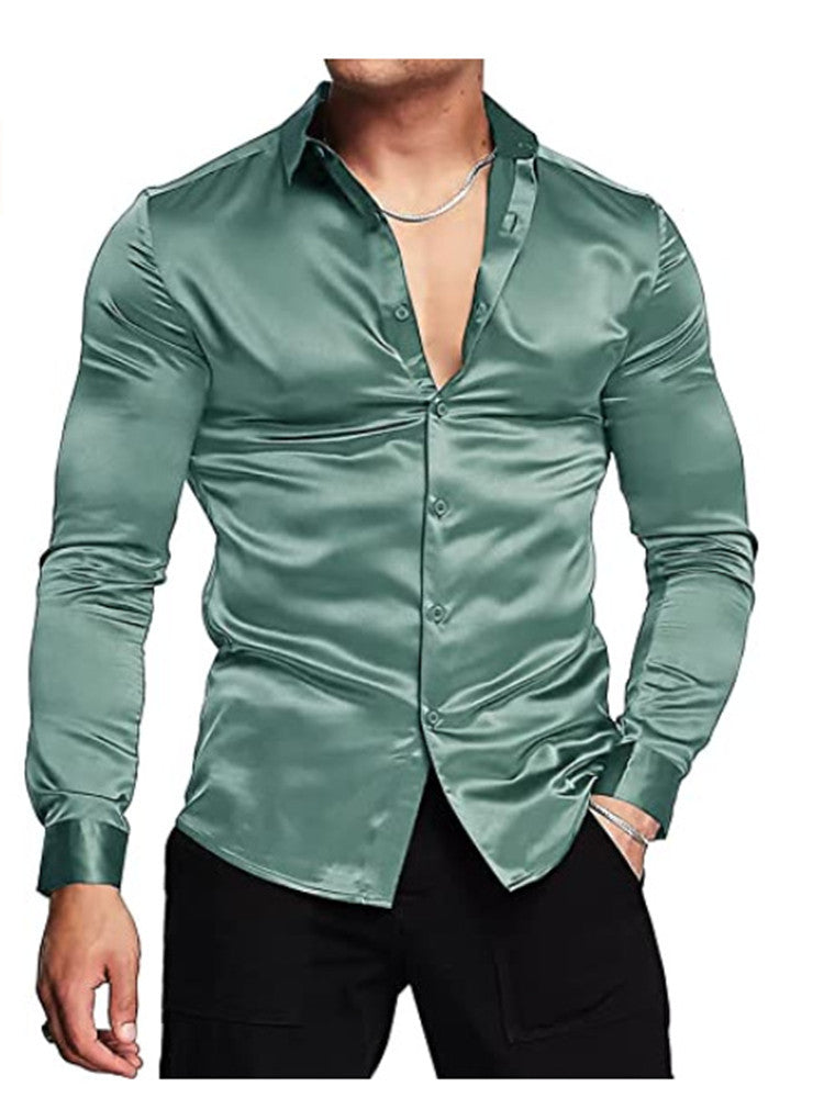 Herren Elegantes Satin Hemd Aliams
