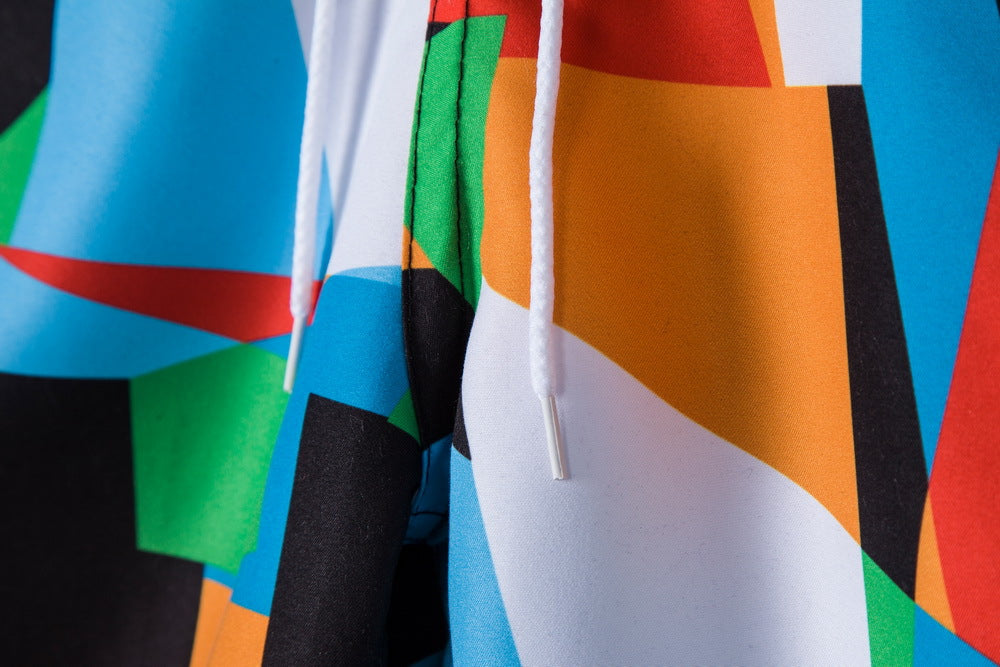 Herren Badeshorts mit lebhaftem geometrischem Muster und elastischem Bund Aliams