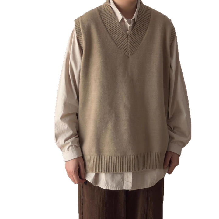 Herren klassischer V-Ausschnitt Strickpullover Aliams