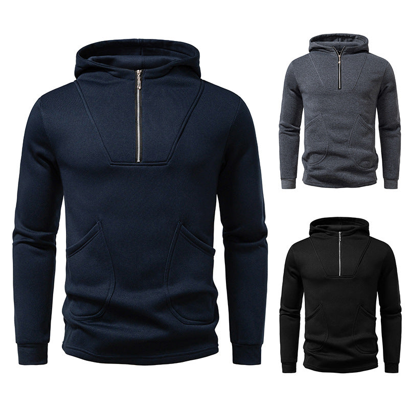 Herren Kapuzenpullover mit modernem Zipper und praktischen Taschen Aliams
