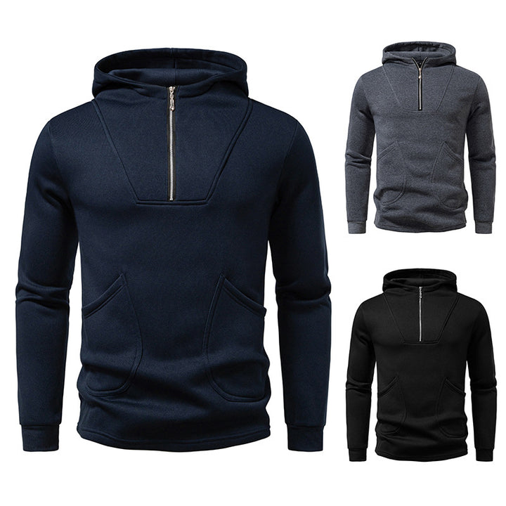 Herren Kapuzenpullover mit modernem Zipper und praktischen Taschen Aliams