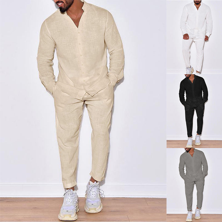 Herren Bequemes und stylisches Schlafanzug-Set mit Hemd und Hose Aliams