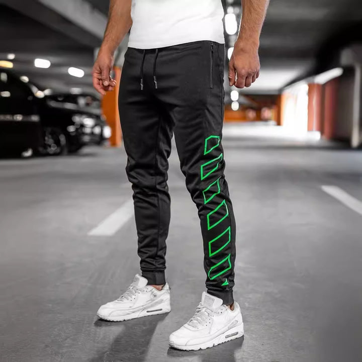 Herren Sportliche Slim-Fit Jogginghose mit seitlichem Reißverschluss Aliams