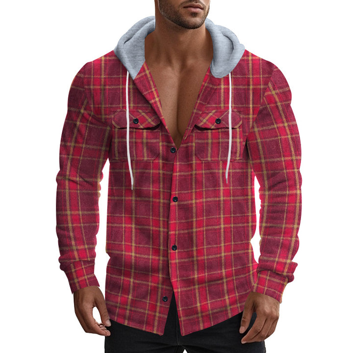 Herren Hemd mit Kapuze und Karomuster Aliams
