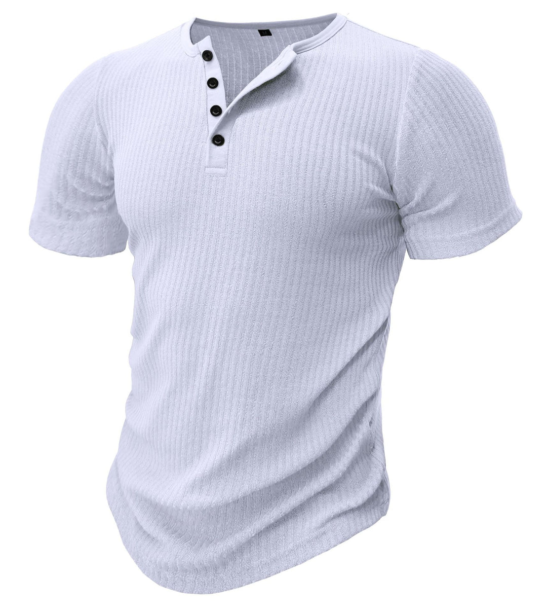 Herren Kurzarm-Henley Shirt mit strukturierter Oberfläche Aliams