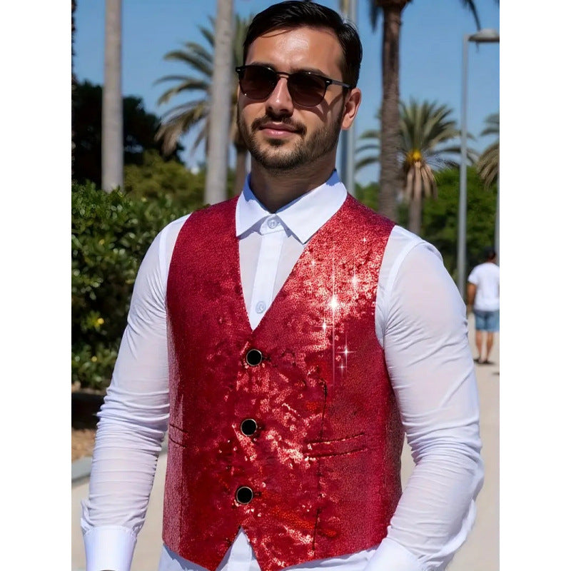 Herren Funkelnde Pailletten-Weste Aliams