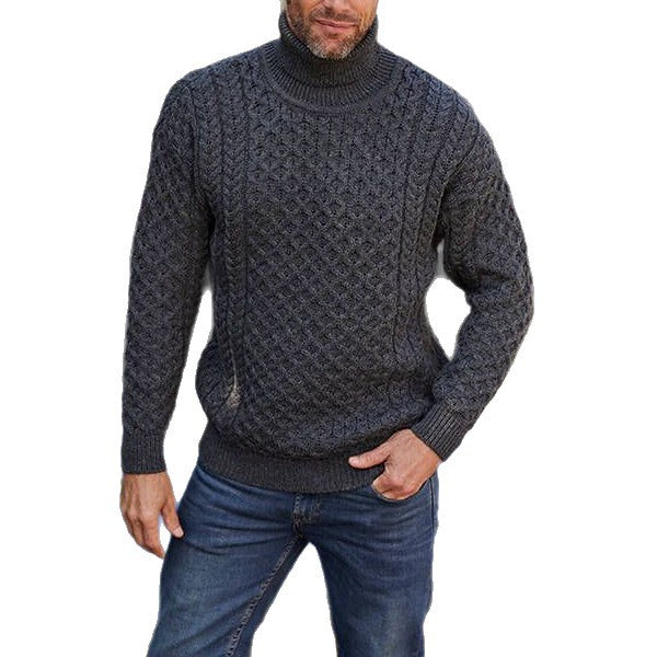Herren Strickpullover mit hohem Kragen und strukturiertem Muster Aliams