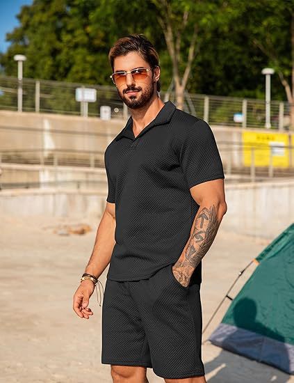 Herren Freizeitset mit passendem Kurzarmhemd und Shorts Aliams