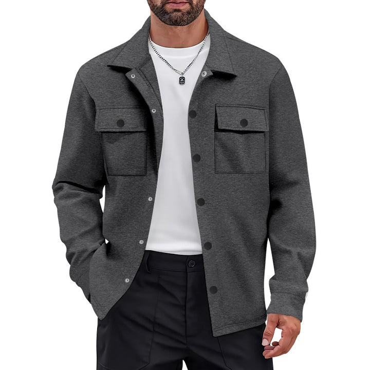 Herren vielseitige Flanelljacke mit aufgesetzten Taschen und modernem Schnitt Aliams