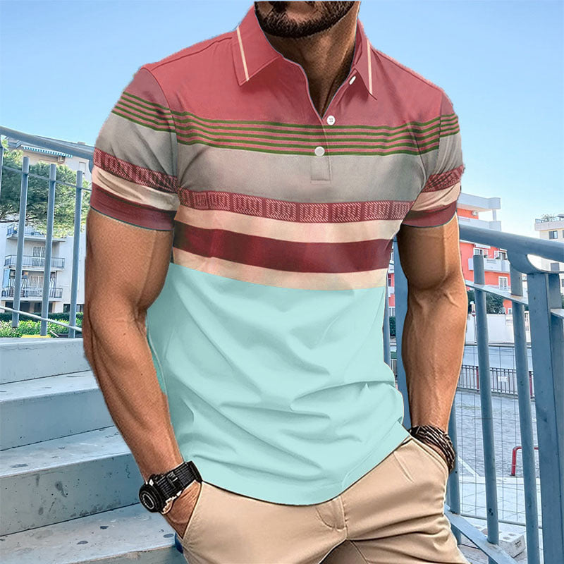 Herren Poloshirt mit modischem Streifenmuster Aliams