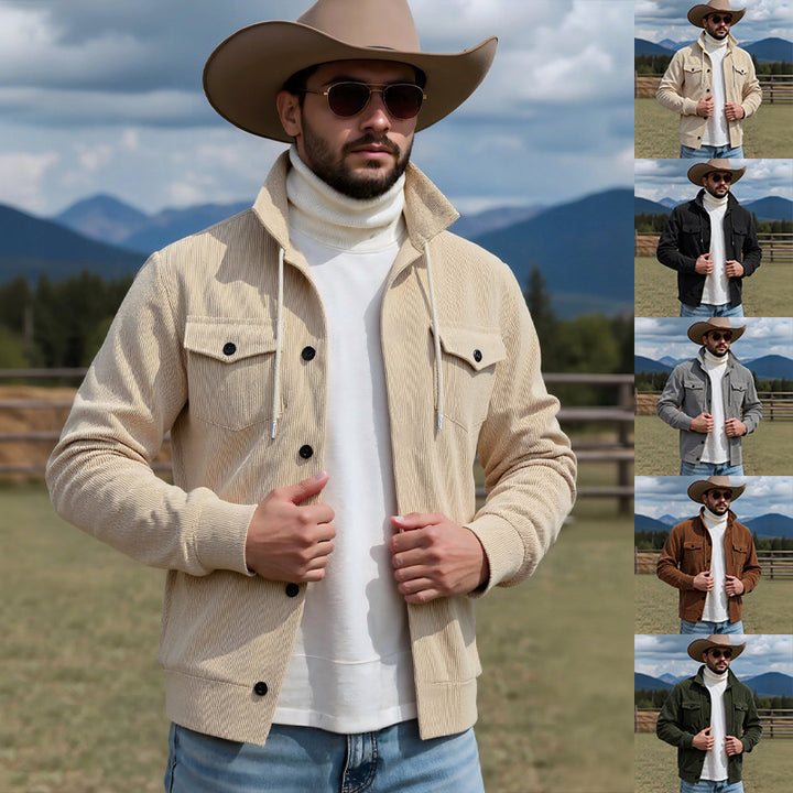 Herren Cordjacke mit verstellbarem Kordelzug und praktischen Brusttaschen Aliams