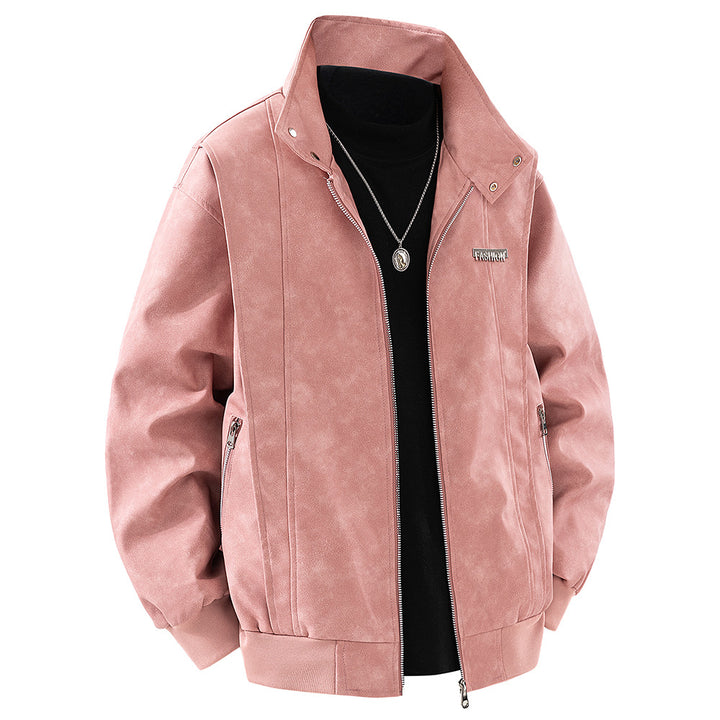 Herren Kunstlederjacke im modischen Design mit praktischem Stehkragen Aliams