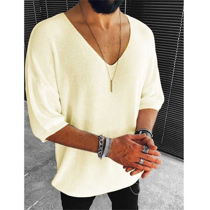 Herren Übergröße V-Ausschnitt Pullover Aliams