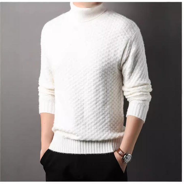 Herren Strickpullover mit hohem Kragen und strukturiertem Design Aliams