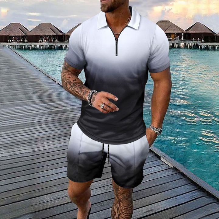 Herren Sportliches Oberteil mit kurzem Reißverschluss und stylischen Shorts Aliams