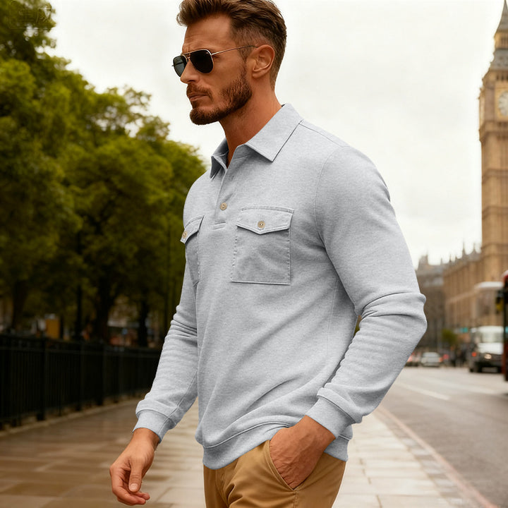 Herren elegantes Poloshirt mit praktischen Brusttaschen und hochwertigem Baumwollmix Aliams