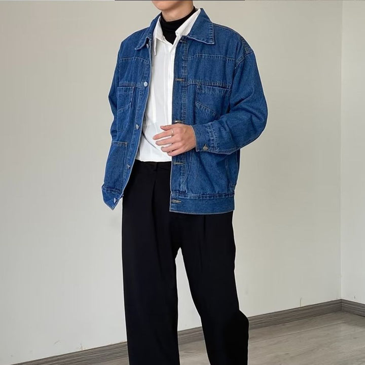 Herren Denim-Überjacke mit praktischen Taschen und klassischem Schnitt Aliams