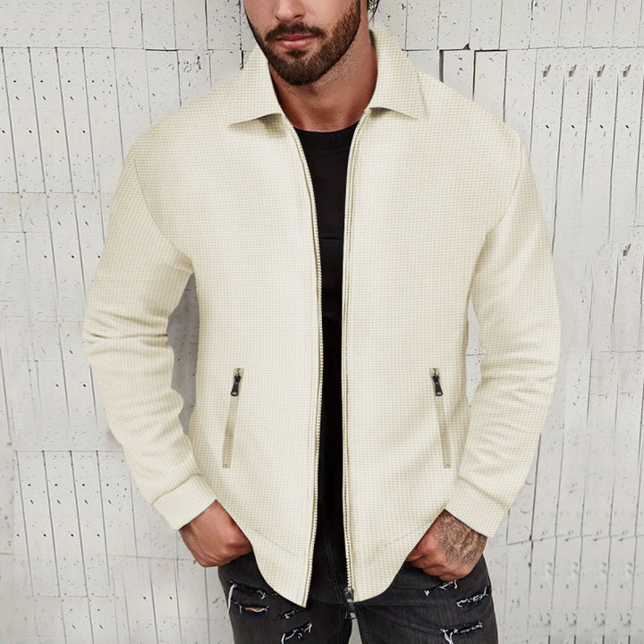Herren modische Sweatjacke mit strukturierter Oberfläche und praktischen Reißverschlusstaschen Aliams