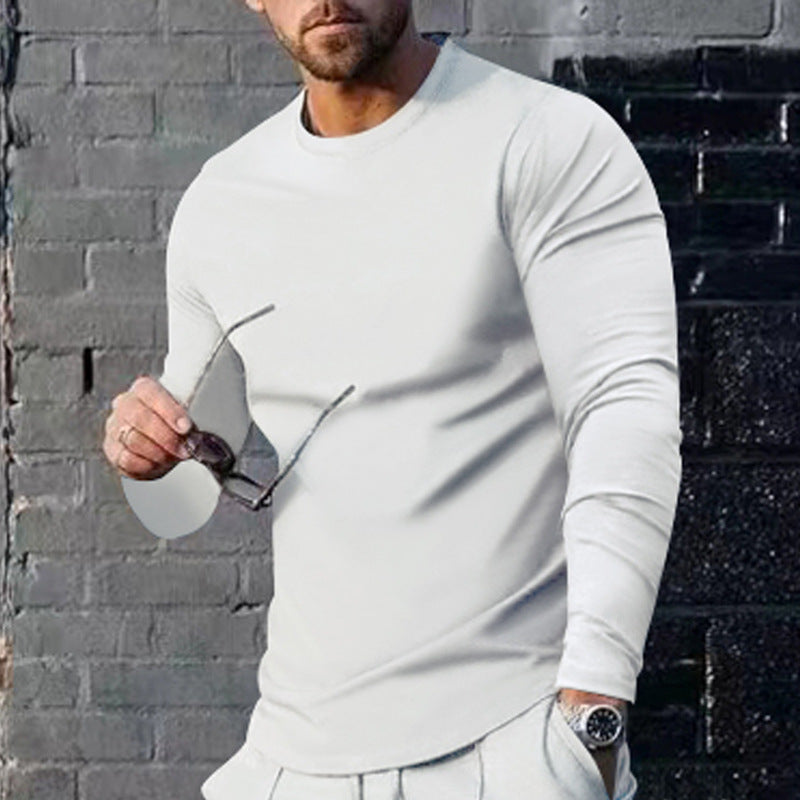 Herren hochwertiges Langarmshirt mit stylishem Rundhalsund und weicher Baumwollmischung Aliams