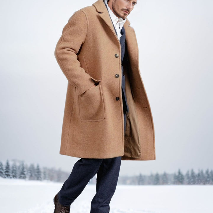 Herren eleganter und wärmer Wintermantel mit doppelter Knopfleiste und praktischen Taschen Aliams