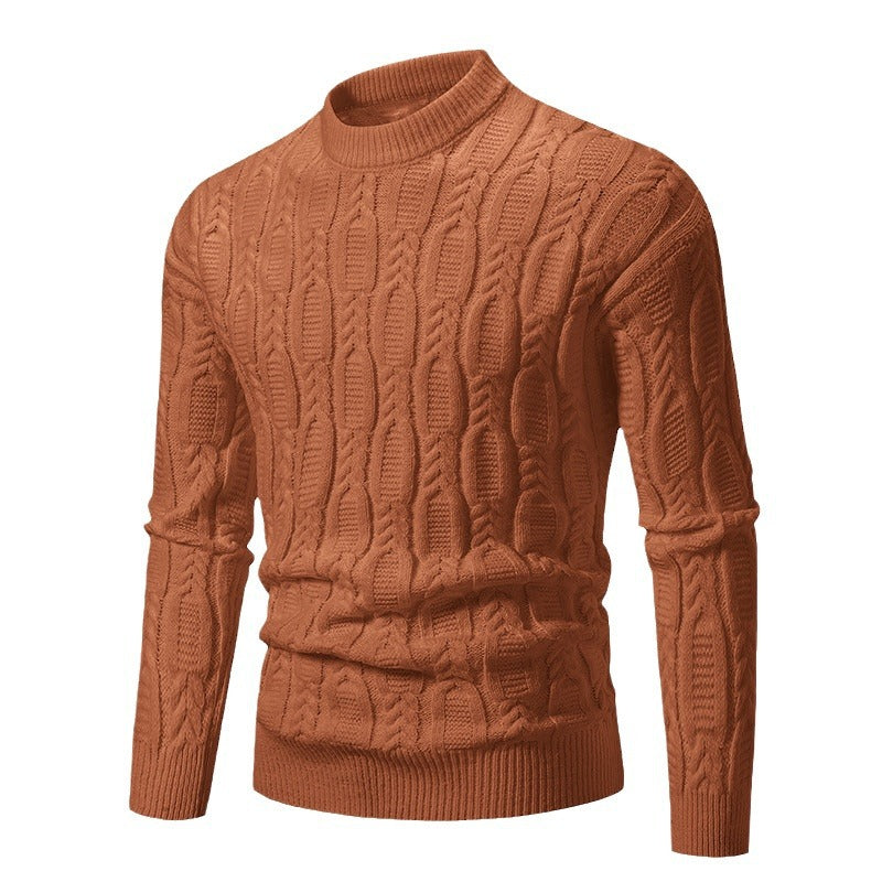 Herren Strickpullover mit modernem Zopfmuster und hohem Kragen Aliams