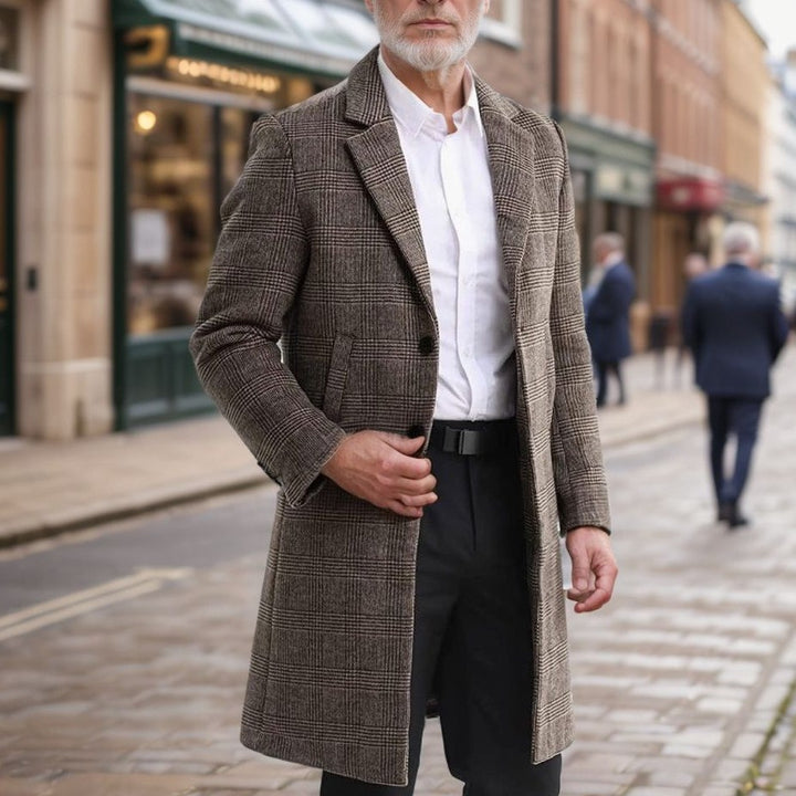 Herren eleganter Wollmantel im modernen Karodesign Aliams