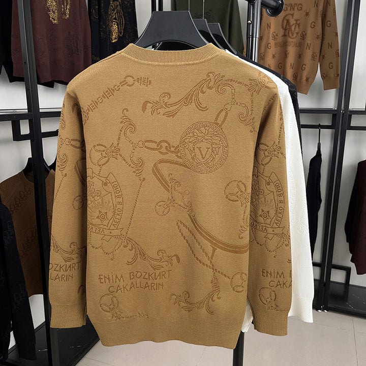 Herren hochwertiger Strickpullover mit 3D-Logo-Dessin Aliams