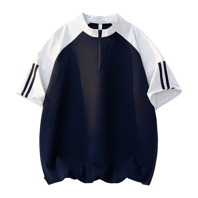 Herren sportliches Kurzarm-Oberteil mit modernem Reißverschluss Aliams