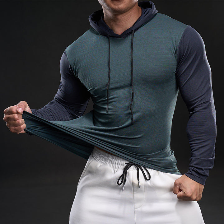 Herren atmungsaktives Langarm-Funktionsshirt mit Kapuze Aliams