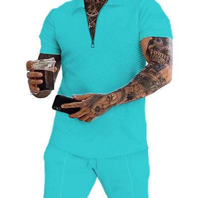 Herren sportliches Oberteil und Shorts Set mit strukturiertem Design Aliams