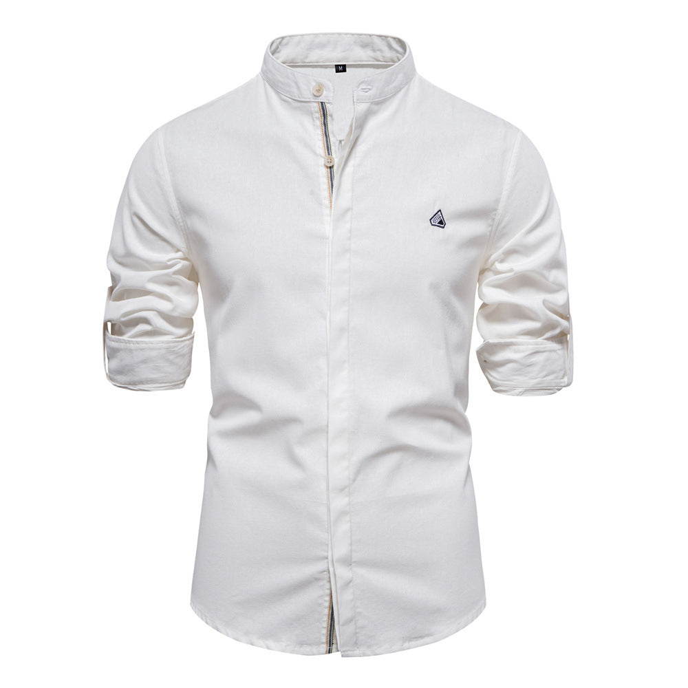 Herren Hemd mit modernem Stehkragen und feiner Struktur Aliams