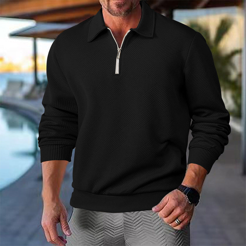 Herren Strickpullover mit kurzer Reißverschlussfront und strukturiertem Design Aliams