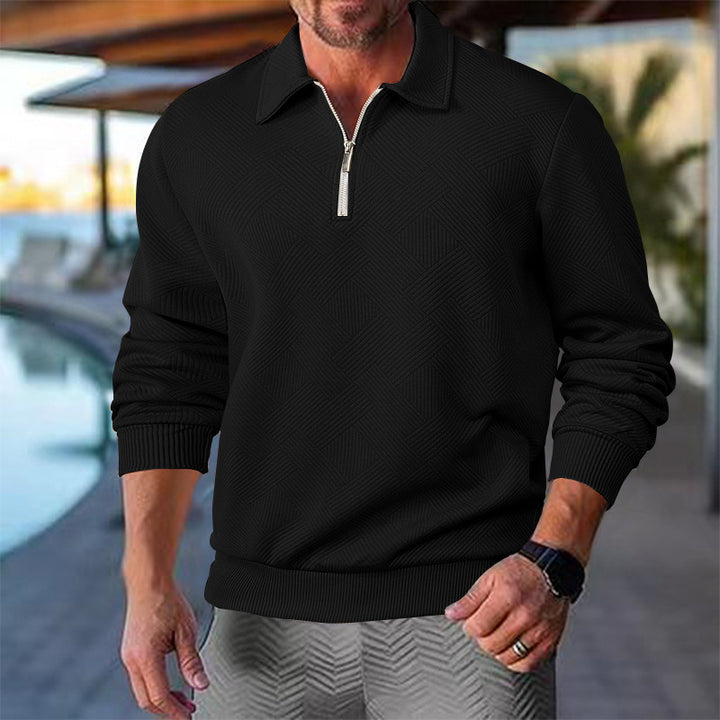 Herren Strickpullover mit kurzer Reißverschlussfront und strukturiertem Design Aliams