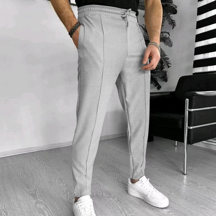 Herren stylische Hochbund-Hose mit elastischem Kordelzug und strukturiertem Design Aliams