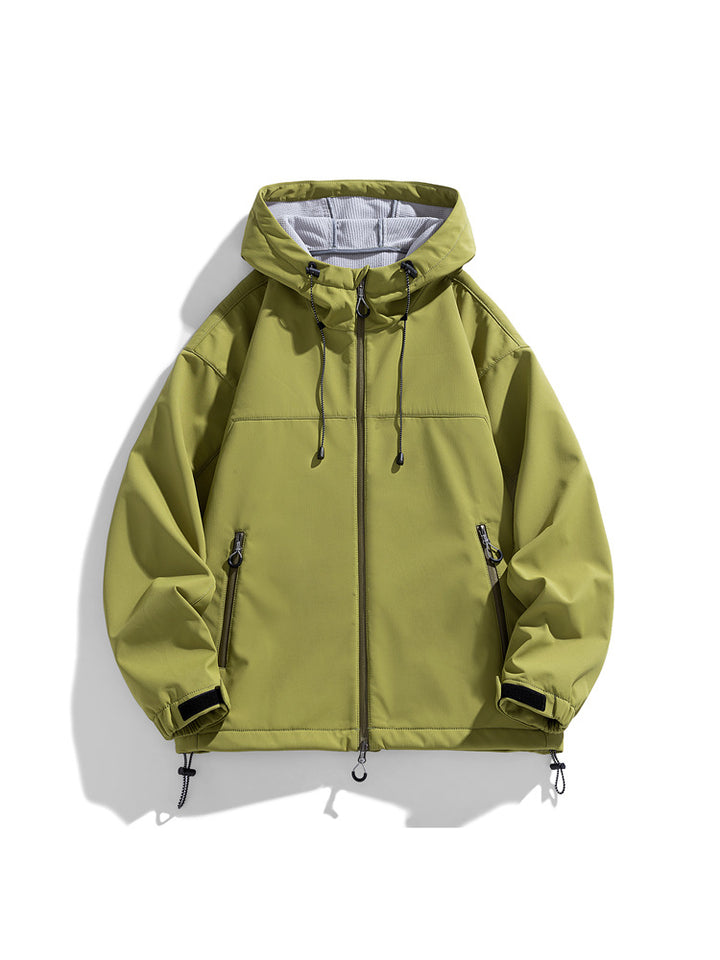 Herren funktionale und winddichte Outdoorjacke mit verstellbarer Kapuze Aliams