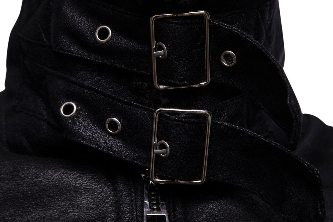 Herren Bikerjacke aus hochwertigem Kunstleder mit weichem Fleecekragen Aliams