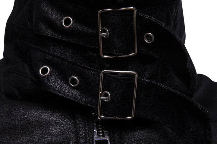 Herren Bikerjacke aus hochwertigem Kunstleder mit weichem Fleecekragen Aliams