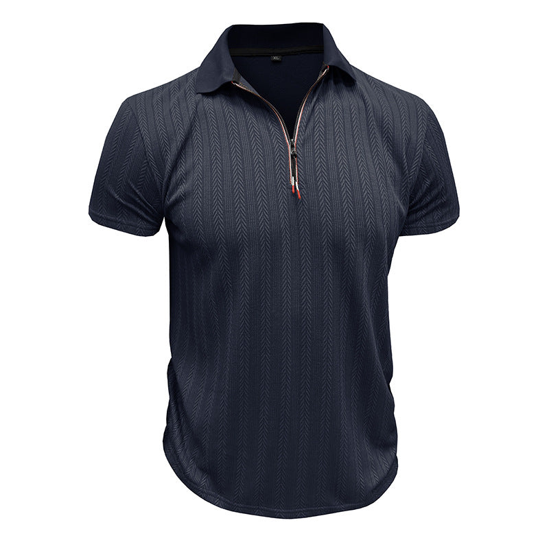 Herren Poloshirt mit Reißverschluss und strukturiertem Dessin Aliams