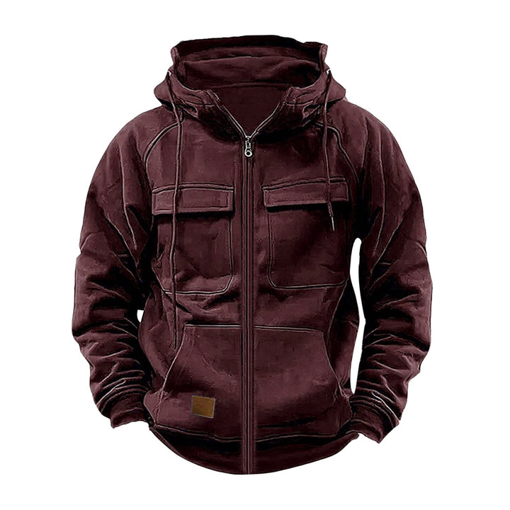 Herren Utility-Hoodie mit praktischen Taschen und Reißverschluss Aliams