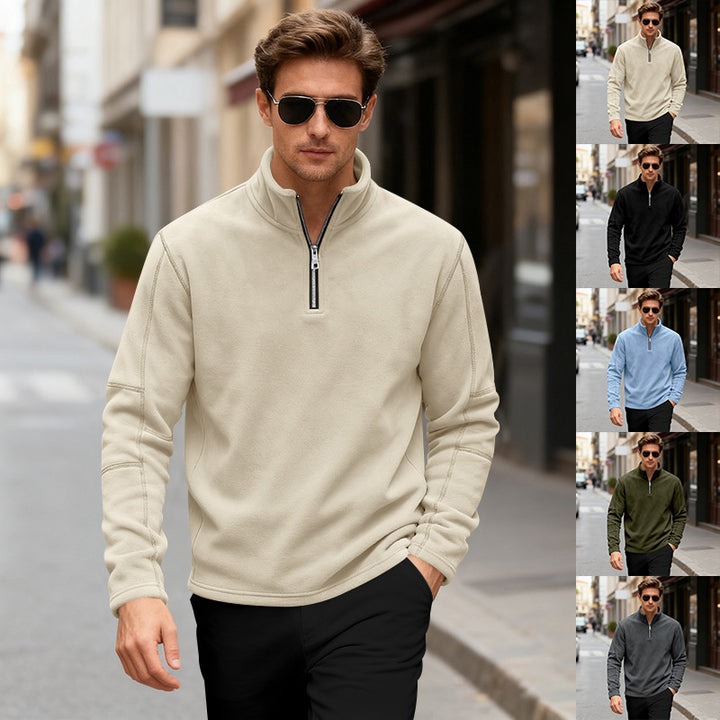 Herren Fleece-Pullover mit kurzer Reißverschlussöffnung Aliams