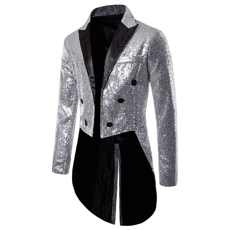 Herren glitzernde Smokingjacke mit elegantem Schnitt und schimmernden Pailletten Aliams