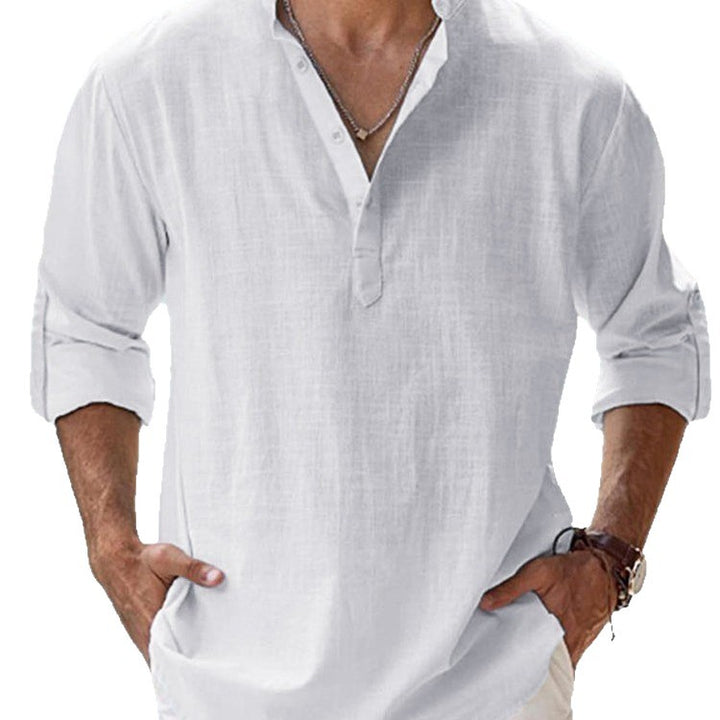 Herren Hemd mit lässigem Kragen und Rollärmeln Aliams