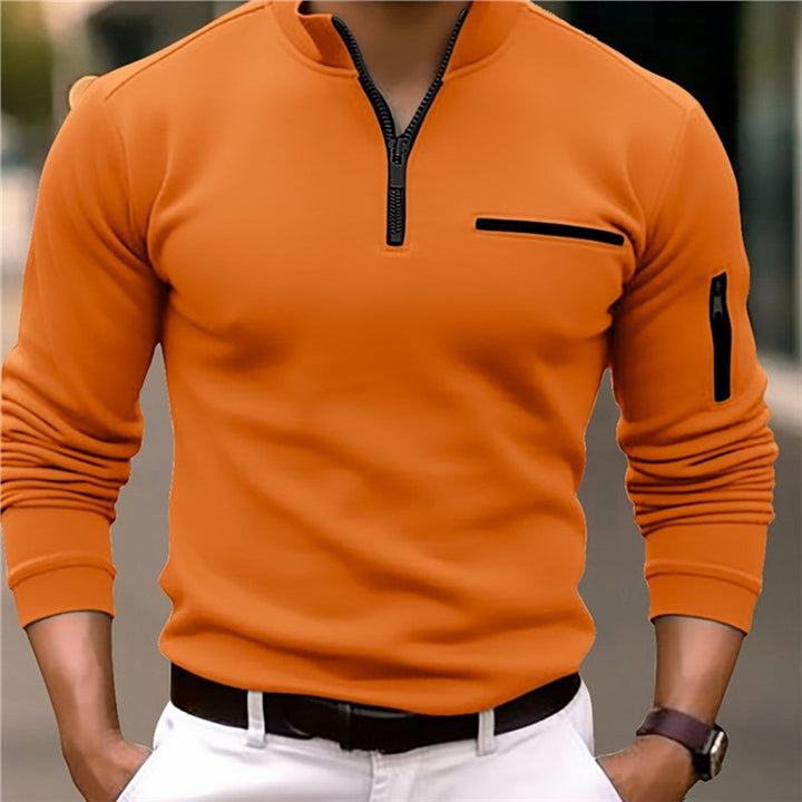 Herren sportlicher Pullover mit Halb-Reißverschluss und praktischen Taschen Aliams