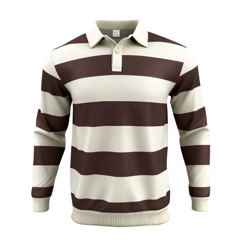 Herren gestreiftes Langarm-Polohemd Aliams