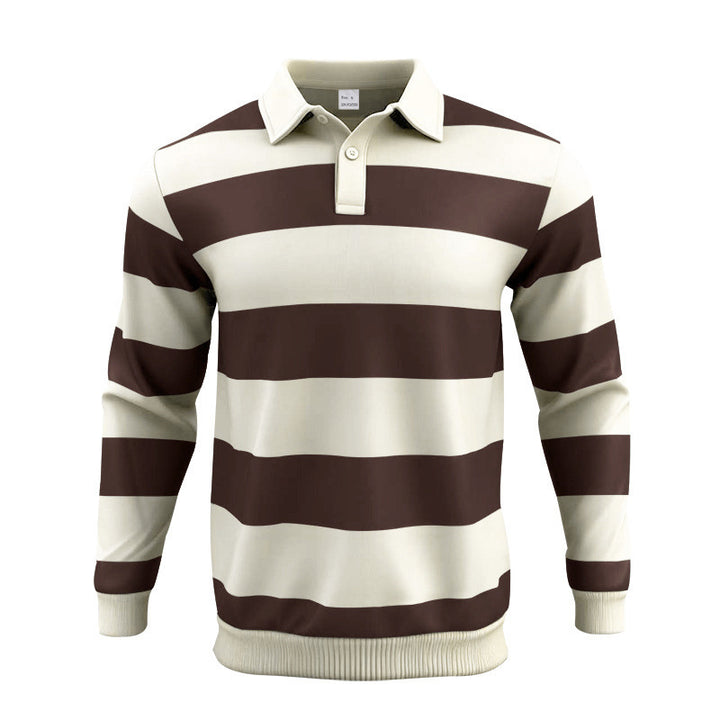 Herren gestreiftes Langarm-Polohemd Aliams