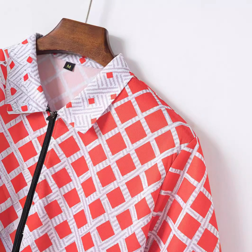 Herren sportliches Kurzarm-Hemd und Shorts-Set mit modernem Reißverschluss Aliams