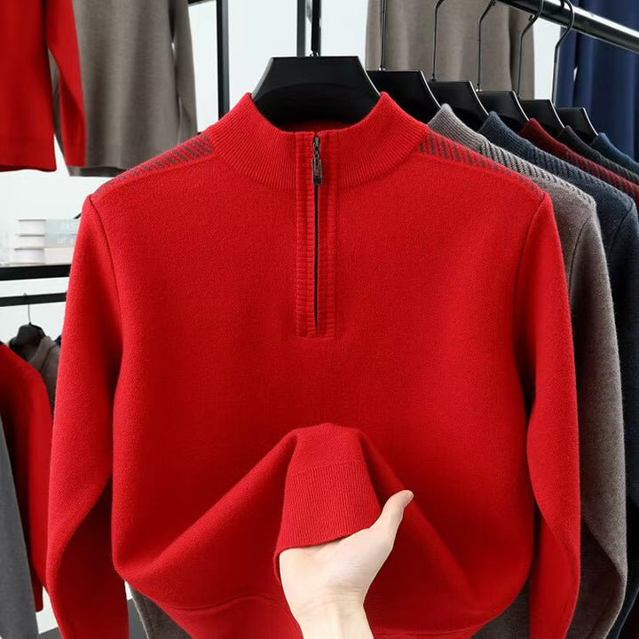 Herren funktionaler Rollkragenpullover mit halbzipper und strukturiertem Design Aliams