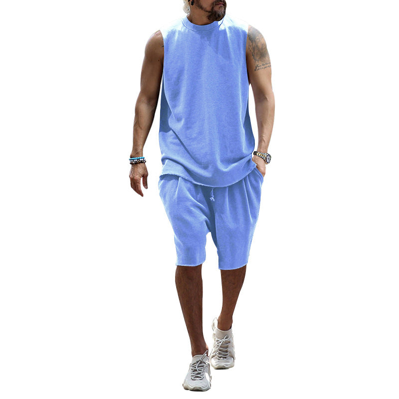 Herren sportliches Tanktop und Shorts-Set aus hochwertigem Baumwollmix Aliams