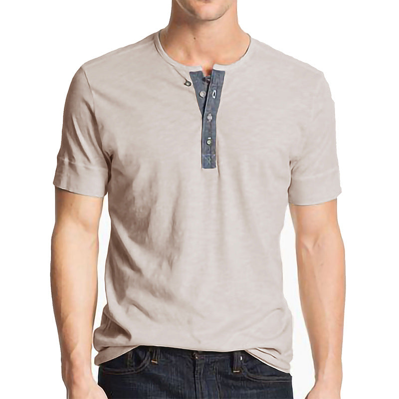 Herren Kurzarm-Henley-Shirt mit stilvollem Knopfdetail Aliams