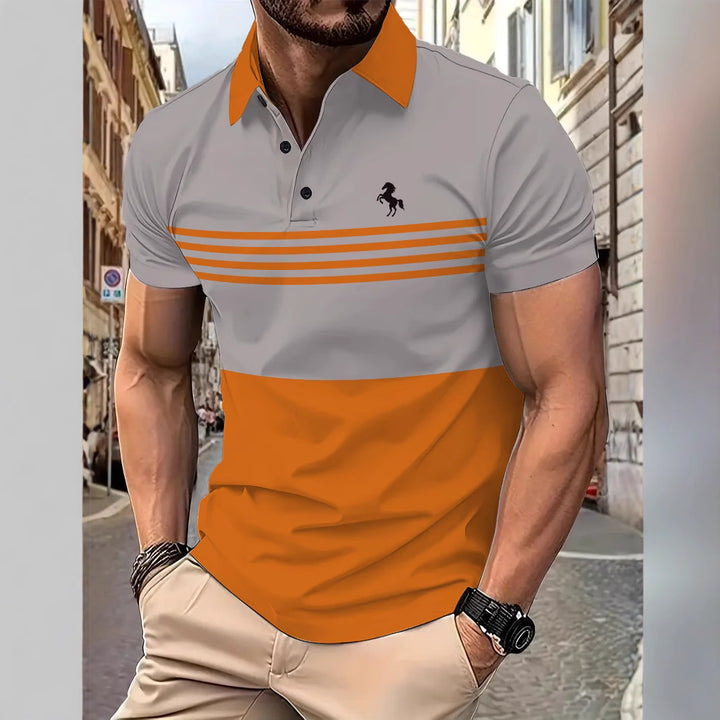 Herren Kurzarm Poloshirt mit stylischem Streifenmuster Aliams